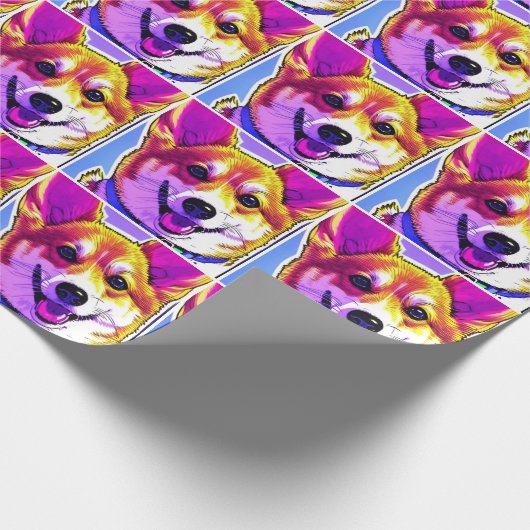 Corgi heldere, vette kleuren cadeaupapier (Hoek)