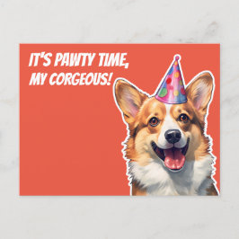 Corgi Het is Verjaardagsfeest tijd mijn corgeous Briefkaart