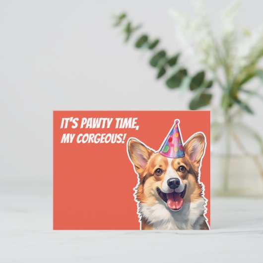 Corgi Het is Verjaardagsfeest tijd mijn corgeous Briefkaart (Staand voorkant)