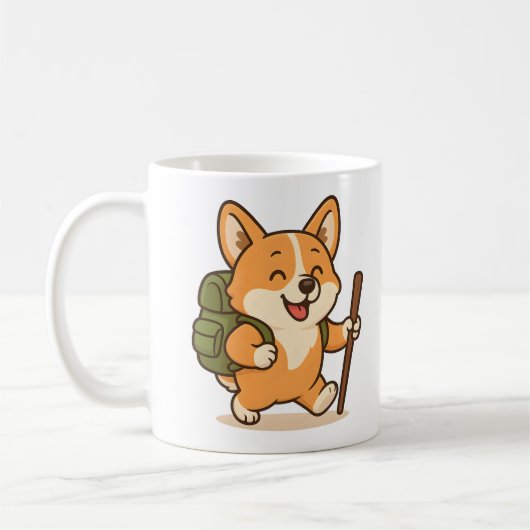Corgi Hiking Drinkware – Adventure Dog Cup Koffiemok (Links)
