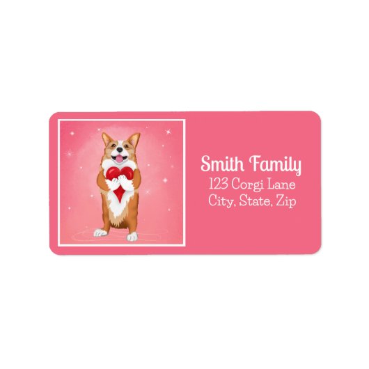 Corgi Holding A Heart Etiket (Voorkant)