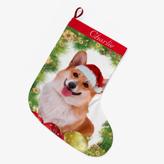 Corgi Holiday Grote Kerstsok (Voorkant (Hangend))