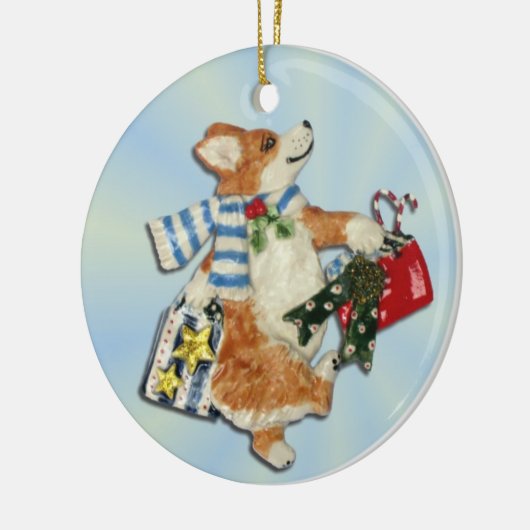 Corgi Holiday Shopper Ornament (Links)