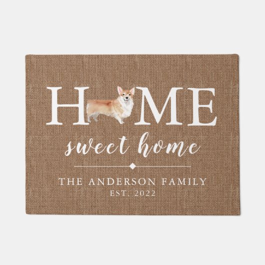 Corgi Home Sweet Home Persoonlijke Doormat Deurmat (Voorkant)