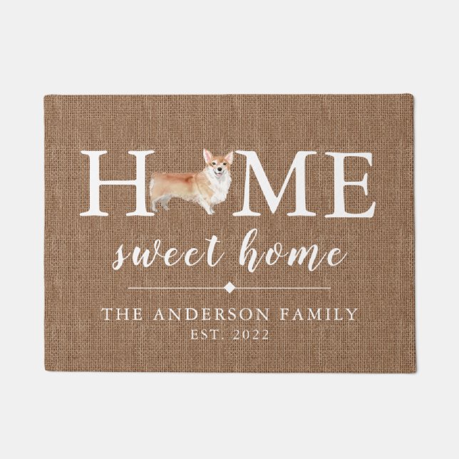 Corgi Home Sweet Home Persoonlijke Doormat Deurmat (Voorkant)
