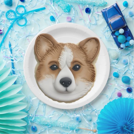 Corgi Hond 3D Geïnspireerd Papieren Bordje (Feest)