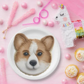 Corgi Hond 3D Geïnspireerd Papieren Bordje (Feest)