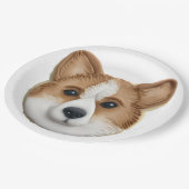 Corgi Hond 3D Geïnspireerd Papieren Bordje (Gekanteld)