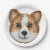 Corgi Hond 3D Geïnspireerd Papieren Bordje (Voorkant)