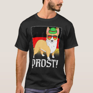 Corgi Hond Bier Oktoberfest Prost Duitse Vlag T-shirt