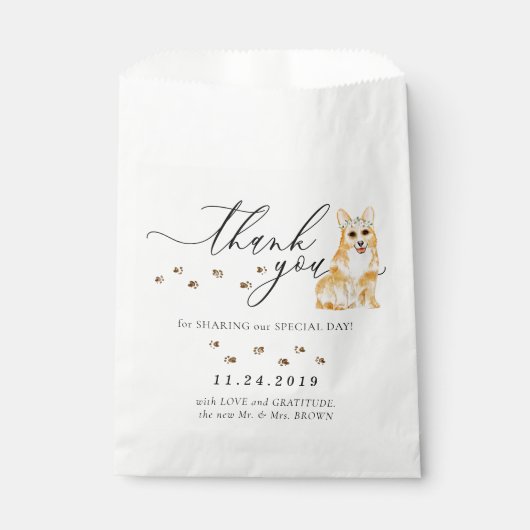 Corgi hond bruiloft dank u bedankzakje (Voorkant)