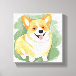 Corgi Hond | Cute Hondenras Waterverf Canvas Afdruk