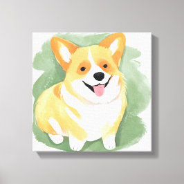 Corgi Hond | Cute Hondenras Waterverf Canvas Afdruk