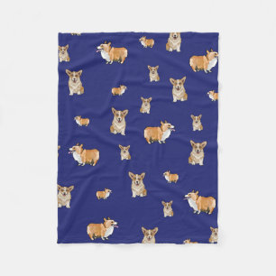 Corgi Hond Dekenvacht Navyblauw Fleece Deken