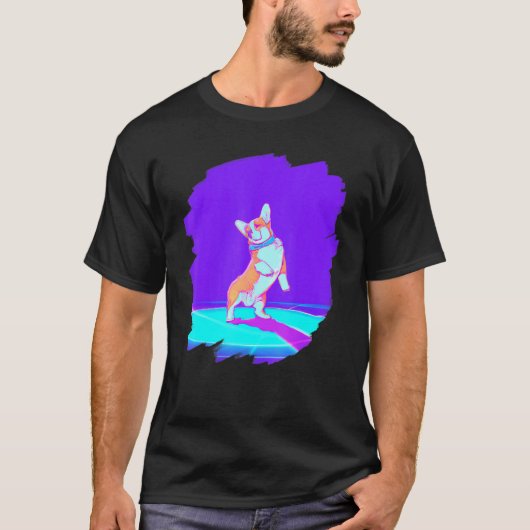 Corgi-hond die retro breakdancing danst danser t-shirt (Voorkant)