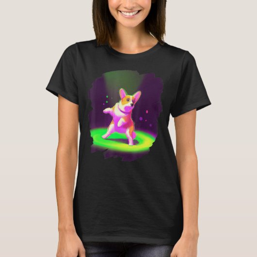 Corgi-hond die retro breakdancing danst danzer t-shirt (Voorkant)