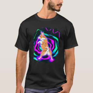 Corgi-hond die retro breakdancing danst danzer t-shirt