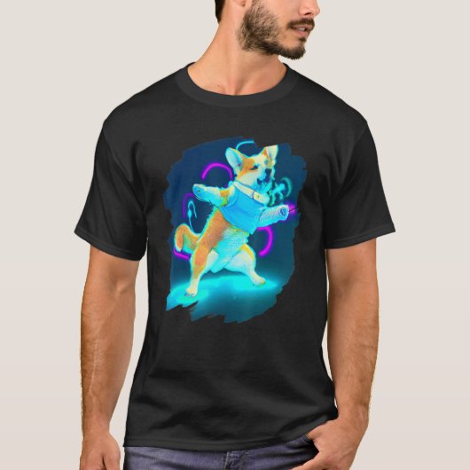 Corgi-hond die retro breakdancing danst danzer t-shirt (Voorkant)