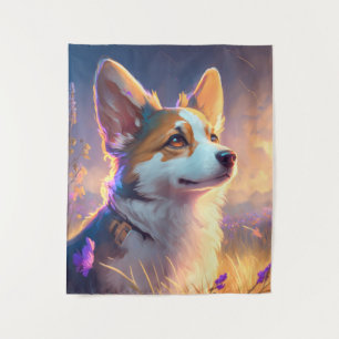 Corgi Hond Dier Portret Schilderij Pet Karakter Wandkleed