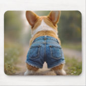 Corgi Hond Dragen Denim Shorts Muismat (Voorkant)