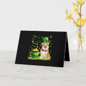 Corgi Hond Gelukkige St. Patrick's Dag Kaart (Gele Bloem)