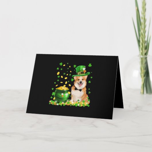 Corgi Hond Gelukkige St. Patrick's Dag Kaart (Voorkant)