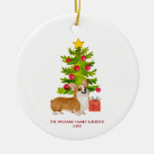 Corgi-hond gepersonaliseerde Kerstmis Keramisch Ornament (Voorkant)