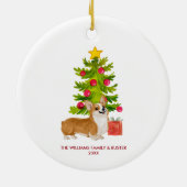 Corgi-hond gepersonaliseerde Kerstmis Keramisch Ornament (Achterkant)