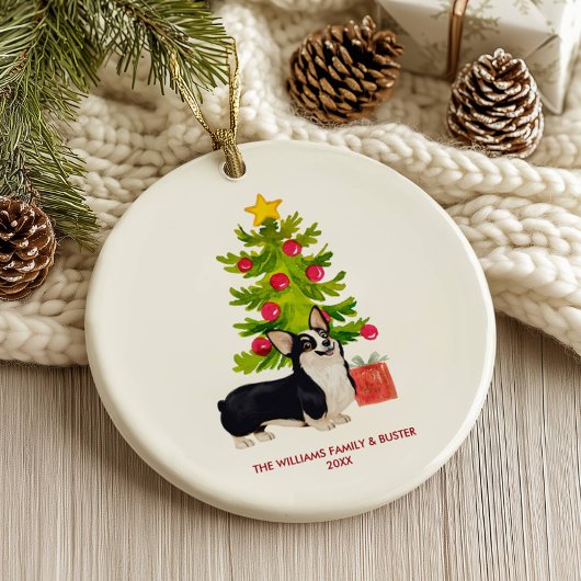 Corgi-hond gepersonaliseerde Kerstmis Keramisch Ornament