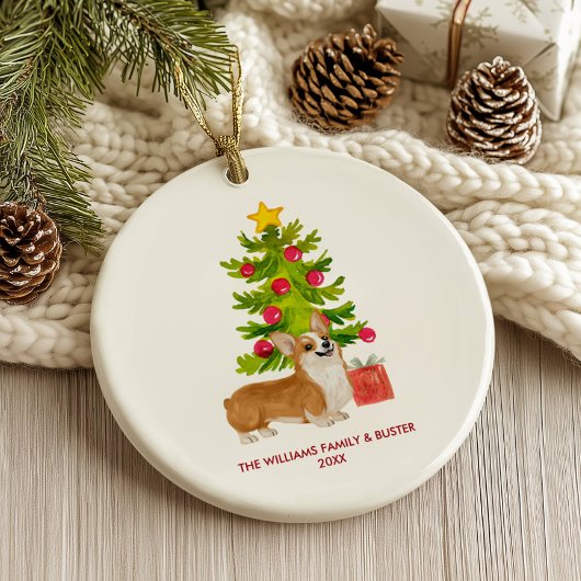 Corgi-hond gepersonaliseerde Kerstmis Keramisch Ornament