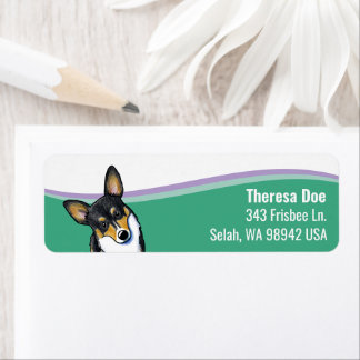 Corgi Hond Golf Adreslabel Etiket