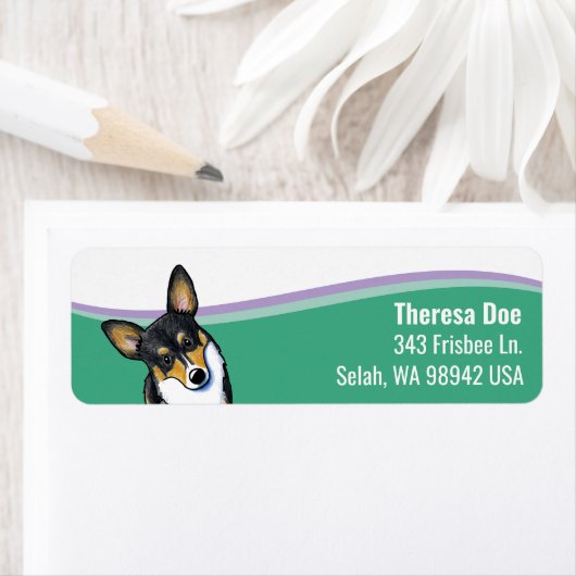 Corgi Hond Golf Adreslabel Etiket (Insitu)