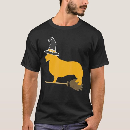 Corgi Hond Halloween Heks T-shirt (Voorkant)