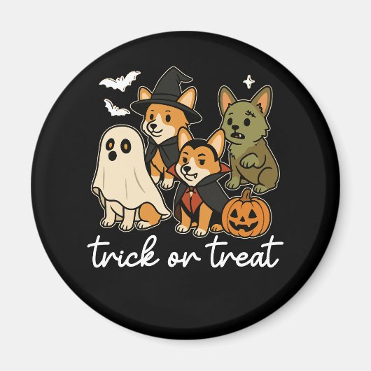 Corgi Hond Halloween Kostuum Spooky Magneet (Voorkant)