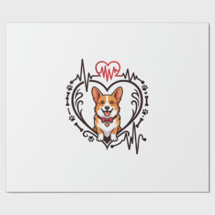 Corgi Hond Hart Hartslag Ekg Vlinderdas Pootjes Cadeaupapier