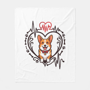 Corgi Hond Hart Hartslag Ekg Vlinderdas Pootjes Fleece Deken