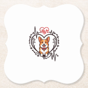 Corgi Hond Hart Hartslag Ekg Vlinderdas Pootjes Kartonnen Onderzetters