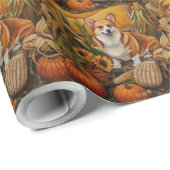 Corgi Hond Herfst Oogst Thanksgiving Cadeaupapier (Rol Hoek)