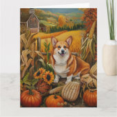 Corgi Hond Herfst Oogst Thanksgiving Kaart (Voorkant)