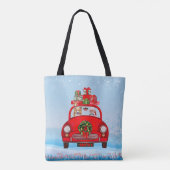 Corgi-hond in auto met kerstman tote bag (Achterkant)