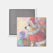 Corgi hond in Sinterklaas kostuum Magneet (Voorkant / Achterkant)