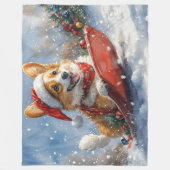 Corgi-hond in slee laat het sneeuwen Kerstmis Fleece Deken (Voorkant)