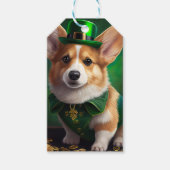 Corgi-hond in St. Patrick's Day-jurk Cadeaulabel (Voorkant)