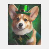 Corgi-hond in St. Patrick's Day-jurk Fleece Deken (Voorkant)