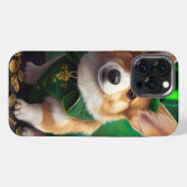 Corgi-hond in St. Patrick's Day-jurk iPhone Hoesje (Achterkant horizontaal)