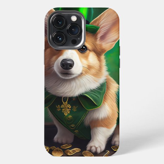 Corgi-hond in St. Patrick's Day-jurk iPhone Hoesje (Achterkant)