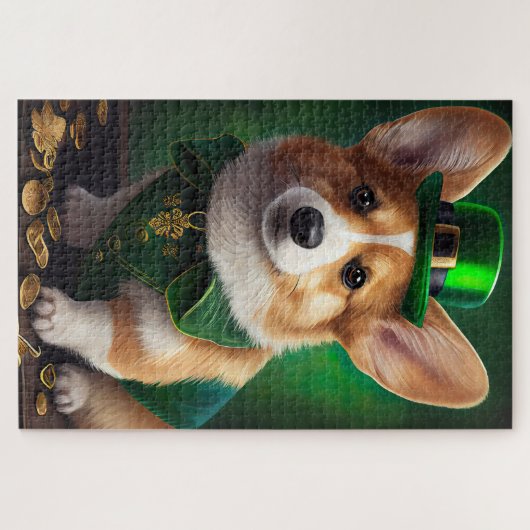 Corgi-hond in St. Patrick's Day-jurk Legpuzzel (Horizontaal)