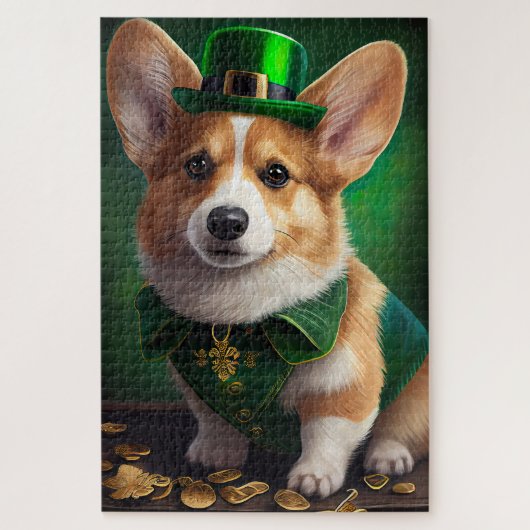 Corgi-hond in St. Patrick's Day-jurk Legpuzzel (Verticaal)