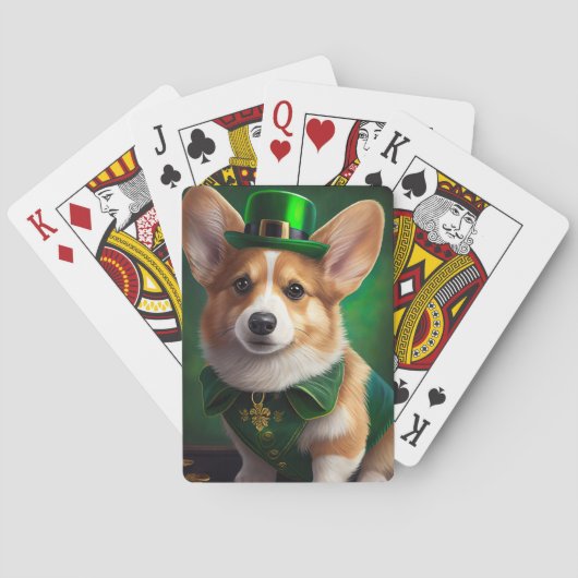 Corgi-hond in St. Patrick's Day-jurk Pokerkaarten (Achterkant)