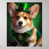 Corgi-hond in St. Patrick's Day-jurk Poster (Voorkant)